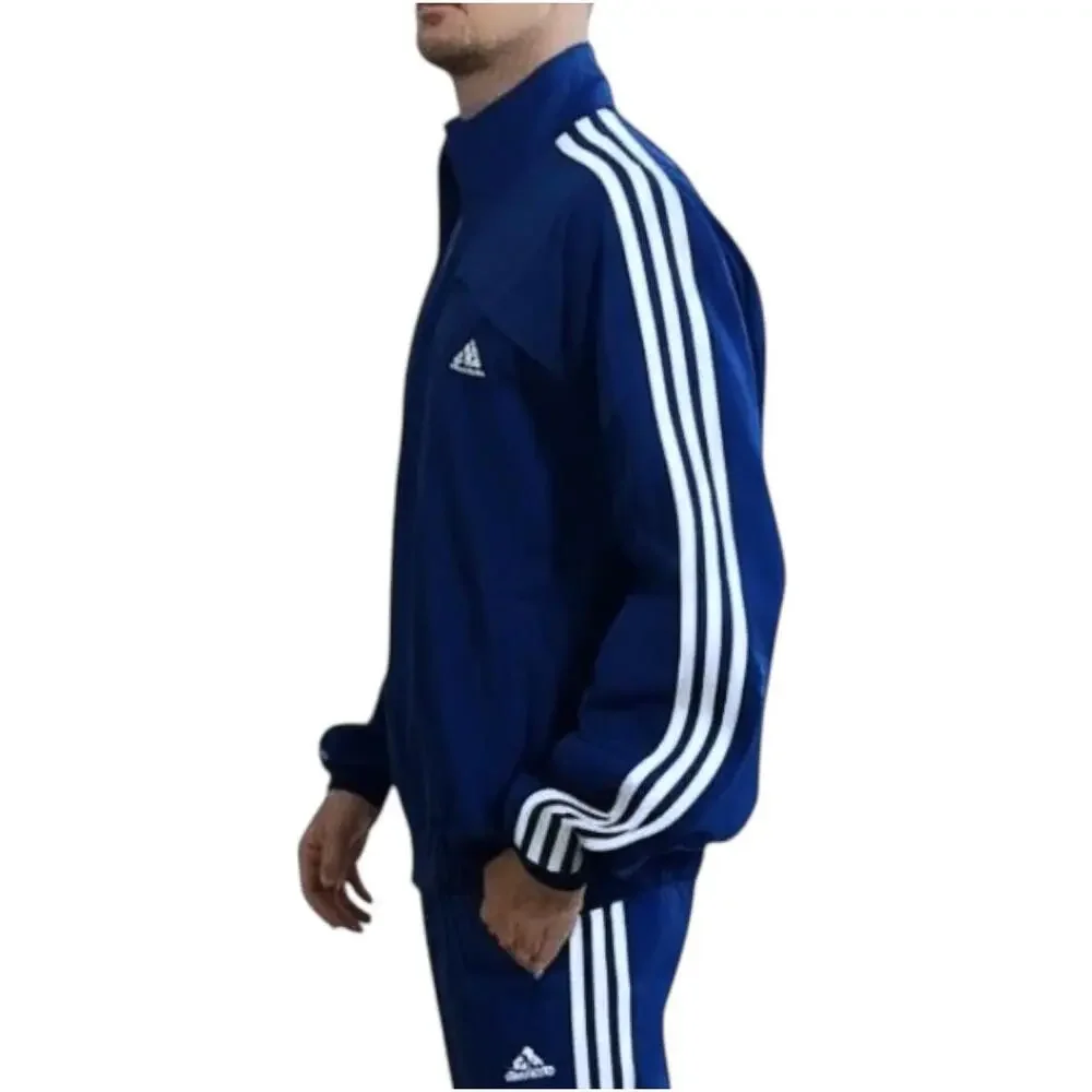 Adidas Track Jacket‎ Blue Iconic Tricot 3 Stripes Sporty Athletic Size Small